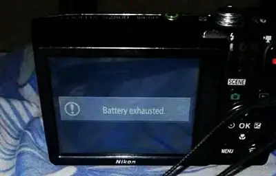ReASONS Nikon camera say battery exhausted